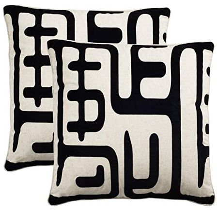 Safavieh Pillows Collection Maize Decorative Pillow, 18-Inch, Black, Set of 2