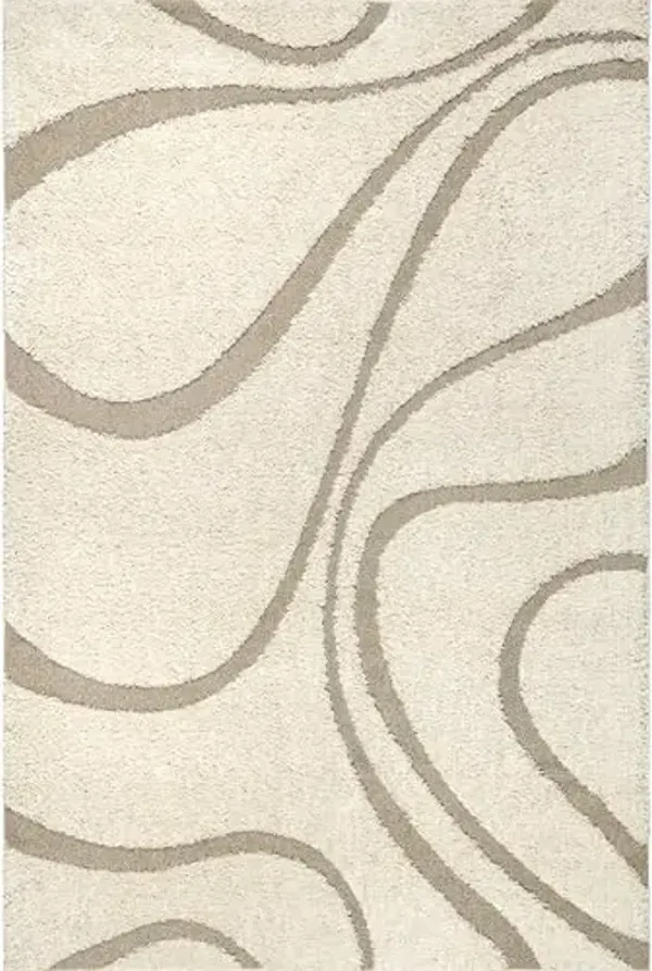 nuLOOM Carolyn Modern Shag Area Rug - 6'7" x 9' Shag Area Rug Transitional Cream Rugs for Living Room Bedroom Dining Room Nursery
