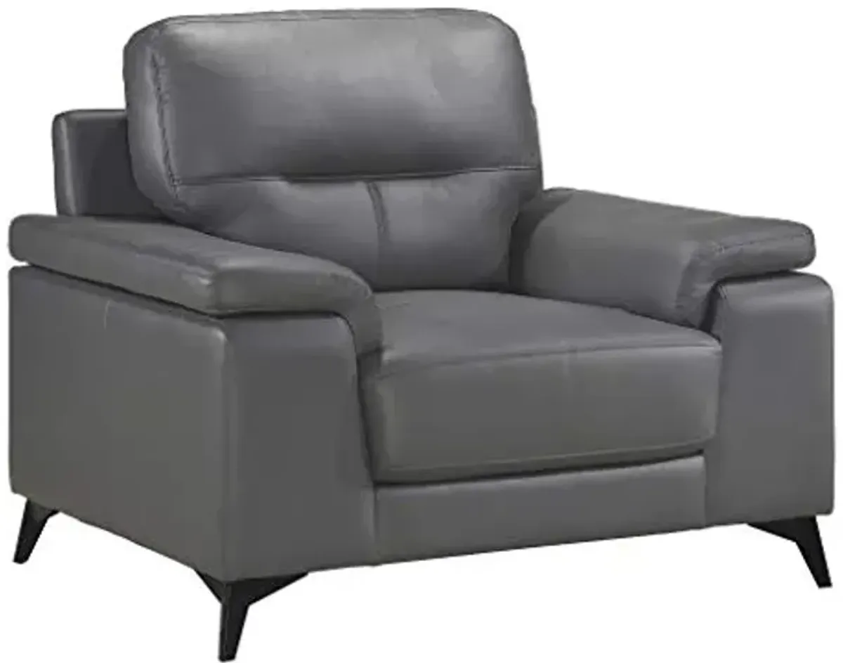 Lexicon Mischa Leather Match Accent Chair in Dark Gray