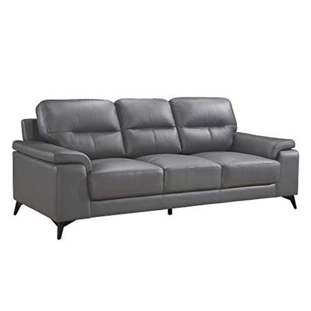 Homelegance 89" Leather Sofa, Dark Gray