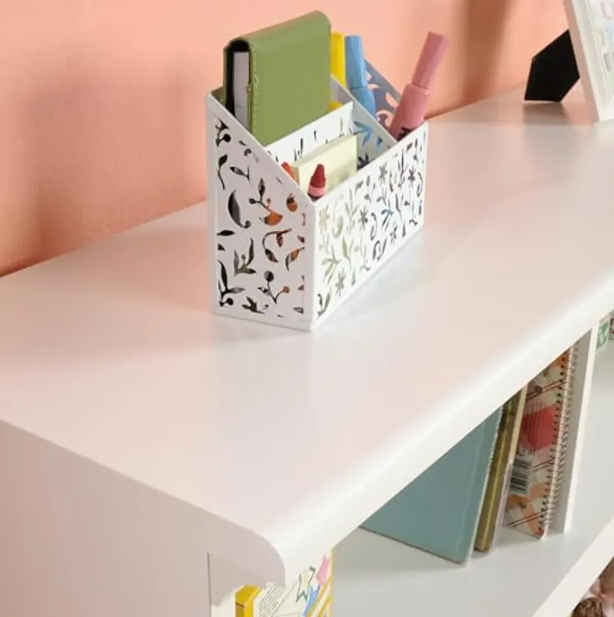 Sauder Pogo Storage Chest Organizer, Kids Bookcase, Toy Box Bin for Bedroom, Living Room, L: 41.10" x W: 14.49" x H: 32.84", Soft White