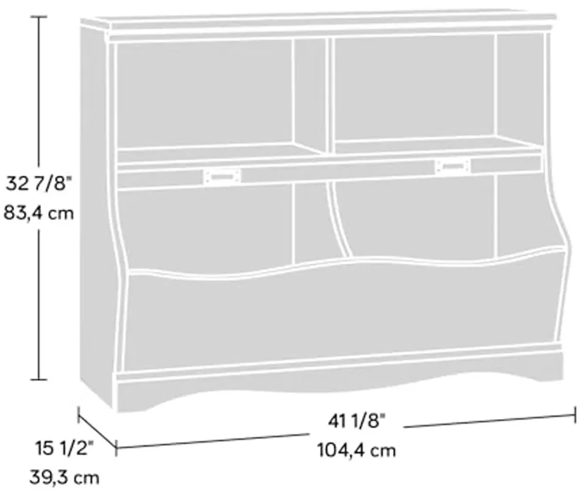 Sauder Pogo Storage Chest Organizer, Kids Bookcase, Toy Box Bin for Bedroom, Living Room, L: 41.10" x W: 14.49" x H: 32.84", Soft White