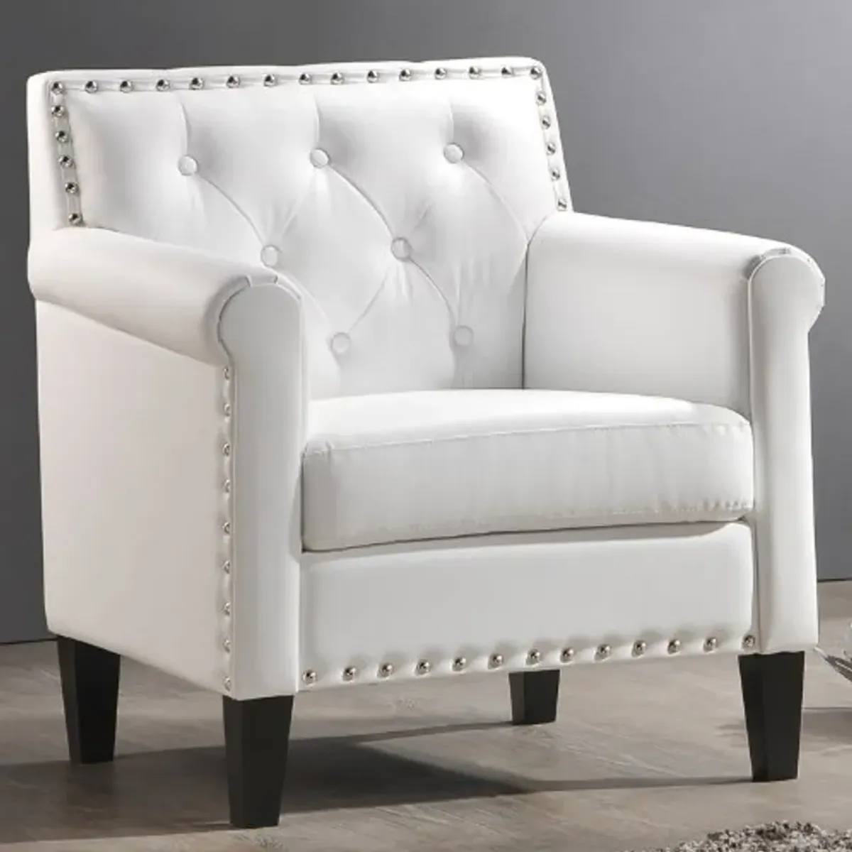 Baxton Studio FBA_BBT5114-White-CC Armchair, 29 x 29 x 32.25