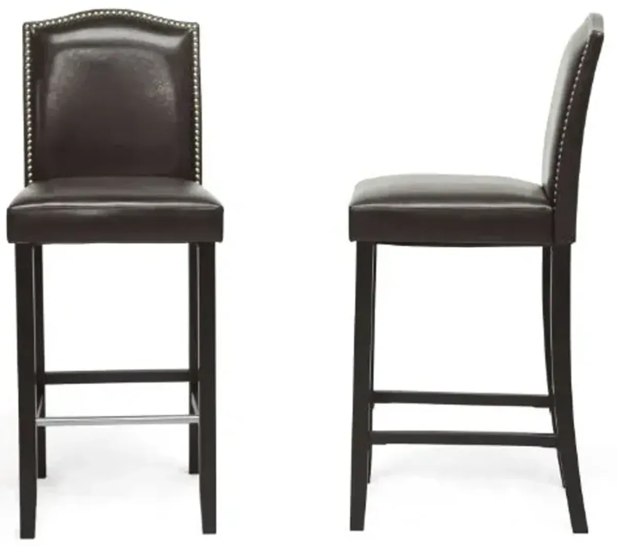 Baxton Studio Libra Dark Brown Modern Bar Stool with Nail Head Trim