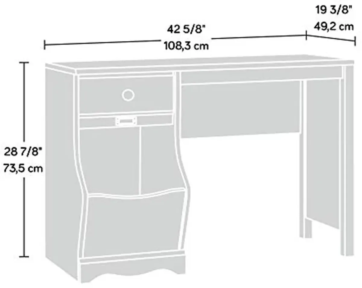 Sauder Pogo Kids Desk with Drawer and Toy Storage Bin, L: 42.64" x W: 19.37" x H: 28.94", Soft White Finish