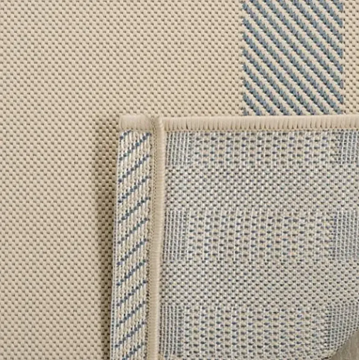 SAFAVIEH Courtyard Collection Runner Rug - 2'3" x 6'7", Beige & Blue, Indoor/Outdoor, Plaid Pattern, Weather Resistant & Washable, Ideal for Entryway, Patio, Kitchen, Hallway, Mudroom (CY6201-233)