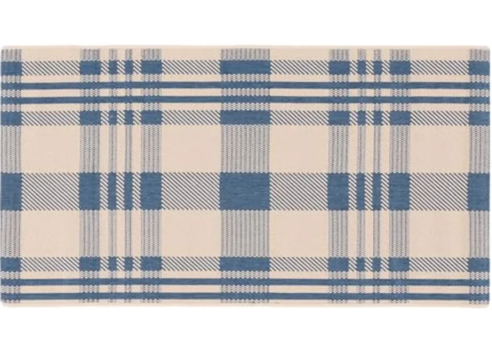 SAFAVIEH Courtyard Collection Accent Rug - 2'7" x 5', Beige & Blue, Indoor/Outdoor & Washable, Ideal for High Traffic Areas in Patio, Backyard, Mudroom, Entryway, Doormat (CY6201-233-3)