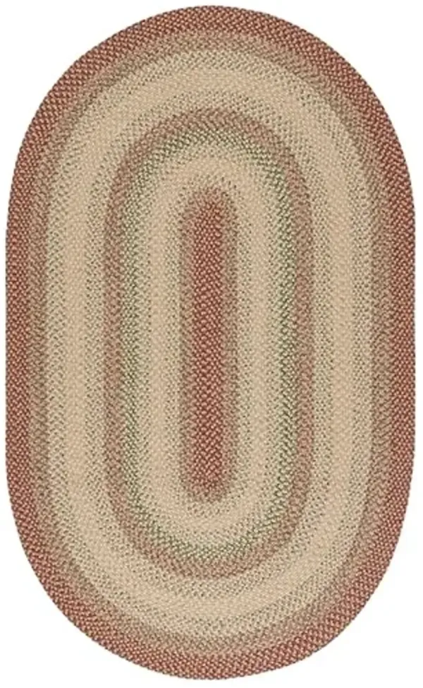 SAFAVIEH Washable Rug Outdoor Braided Collection - 6' x 9' Oval, Rust & Multi, Handmade & Reversible, Non-Shedding & Easy to Clean, Ideal for Patio, Backyard, Mudroom (BRD303A)
