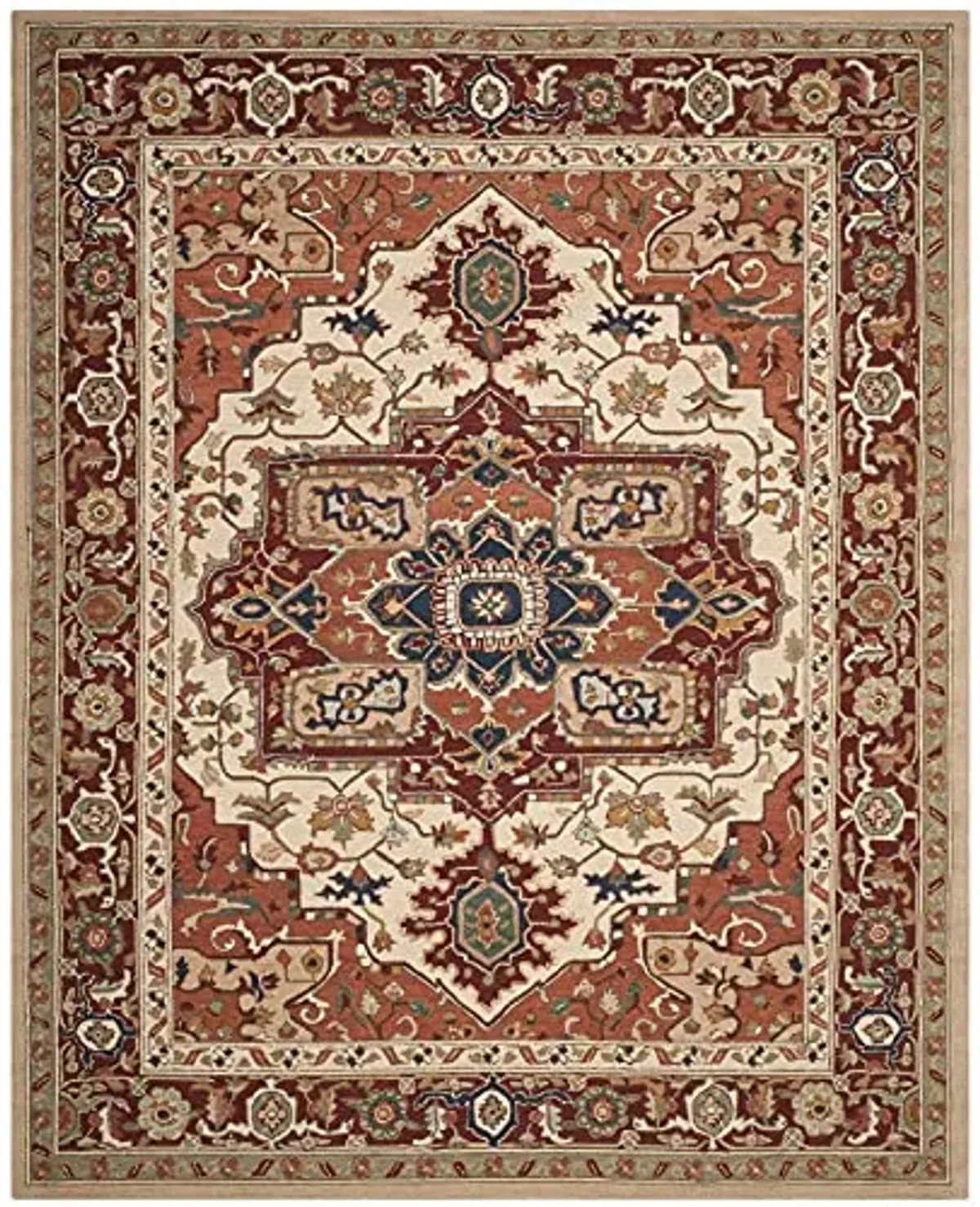 SAFAVIEH Chelsea Collection Area Rug - 6' x 9', Red & Ivory, Hand-Hooked French Country Wool, Ideal for High Traffic Areas in Living Room, Bedroom (HK709A)