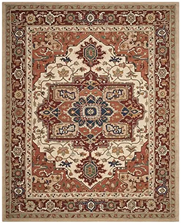 SAFAVIEH Chelsea Collection Area Rug - 6' x 9', Red & Ivory, Hand-Hooked French Country Wool, Ideal for High Traffic Areas in Living Room, Bedroom (HK709A)