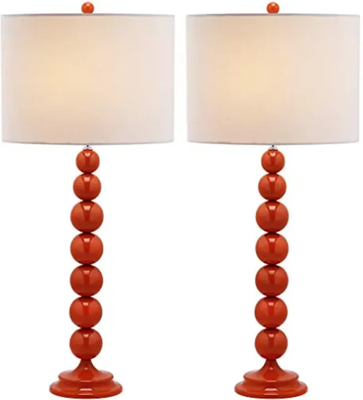 SAFAVIEH Lighting Collection Jenna Modern Contemporary Orange Stacked Ball 32-inch Bedroom Living Room Home Office Desk Nightstand Table Lamp Set of 2 (LED Bulbs Included)