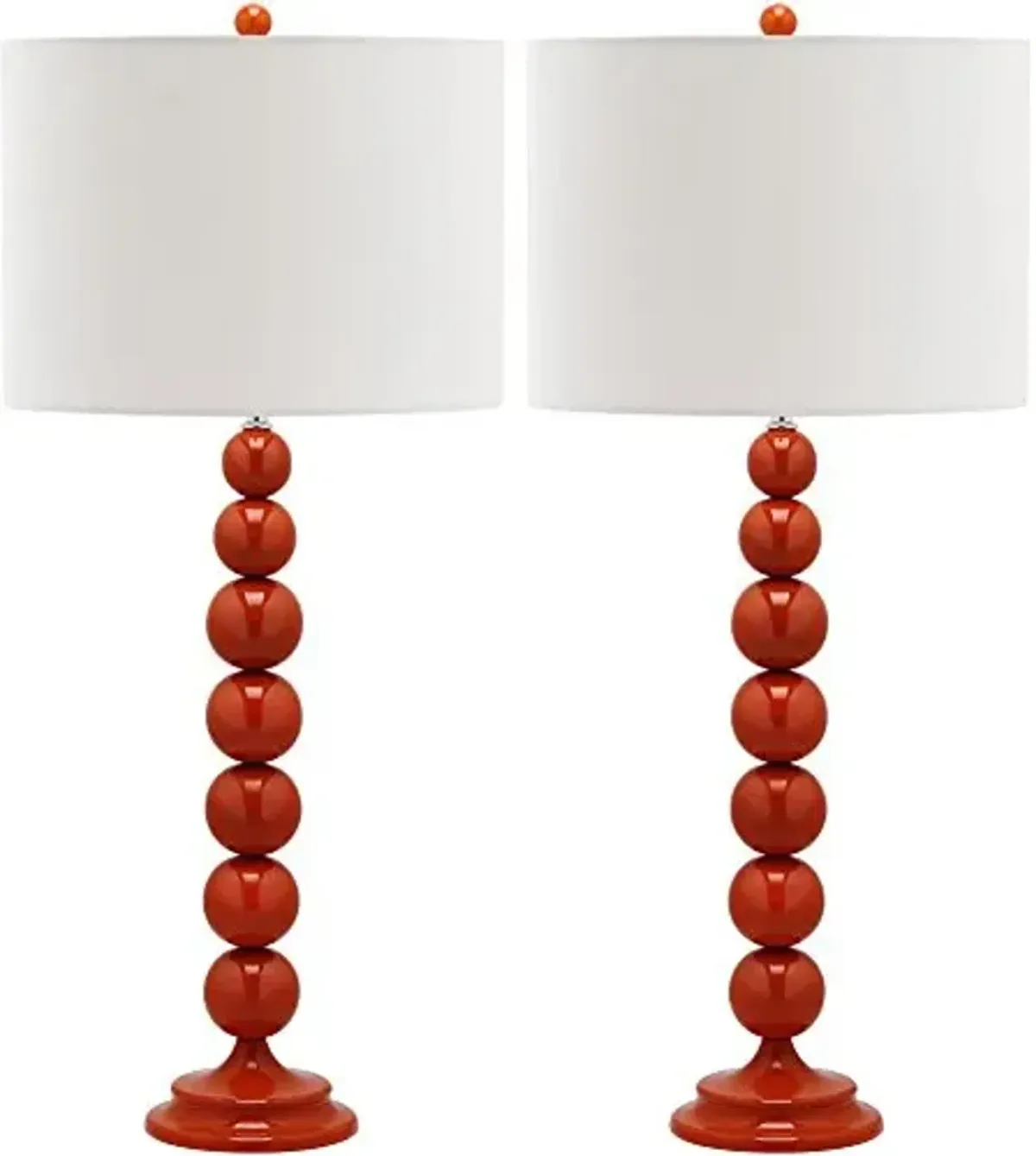 SAFAVIEH Lighting Collection Jenna Modern Contemporary Orange Stacked Ball 32-inch Bedroom Living Room Home Office Desk Nightstand Table Lamp Set of 2 (LED Bulbs Included)