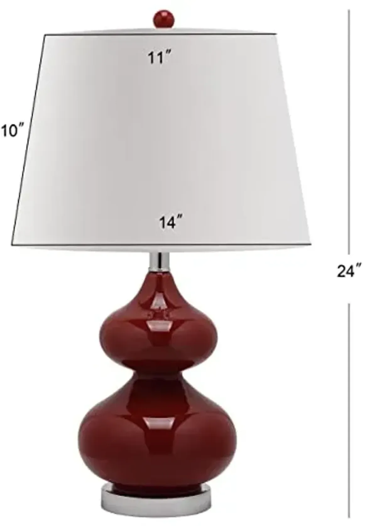 SAFAVIEH Lighting Collection Eva Modern Contemporary Red Double Gourd Glass 24-inch Bedroom Living Room Home Office Desk Nightstand Table Lamp Set of 2 (LED Bulbs Included)