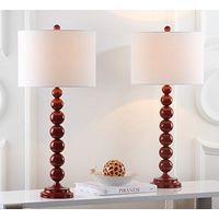 SAFAVIEH Lighting Collection Jenna Modern Contemporary Red Stacked Ball 32-inch Bedroom Living Room Home Office Desk Nightstand Table Lamp Set of 2 (LED Bulbs Included)