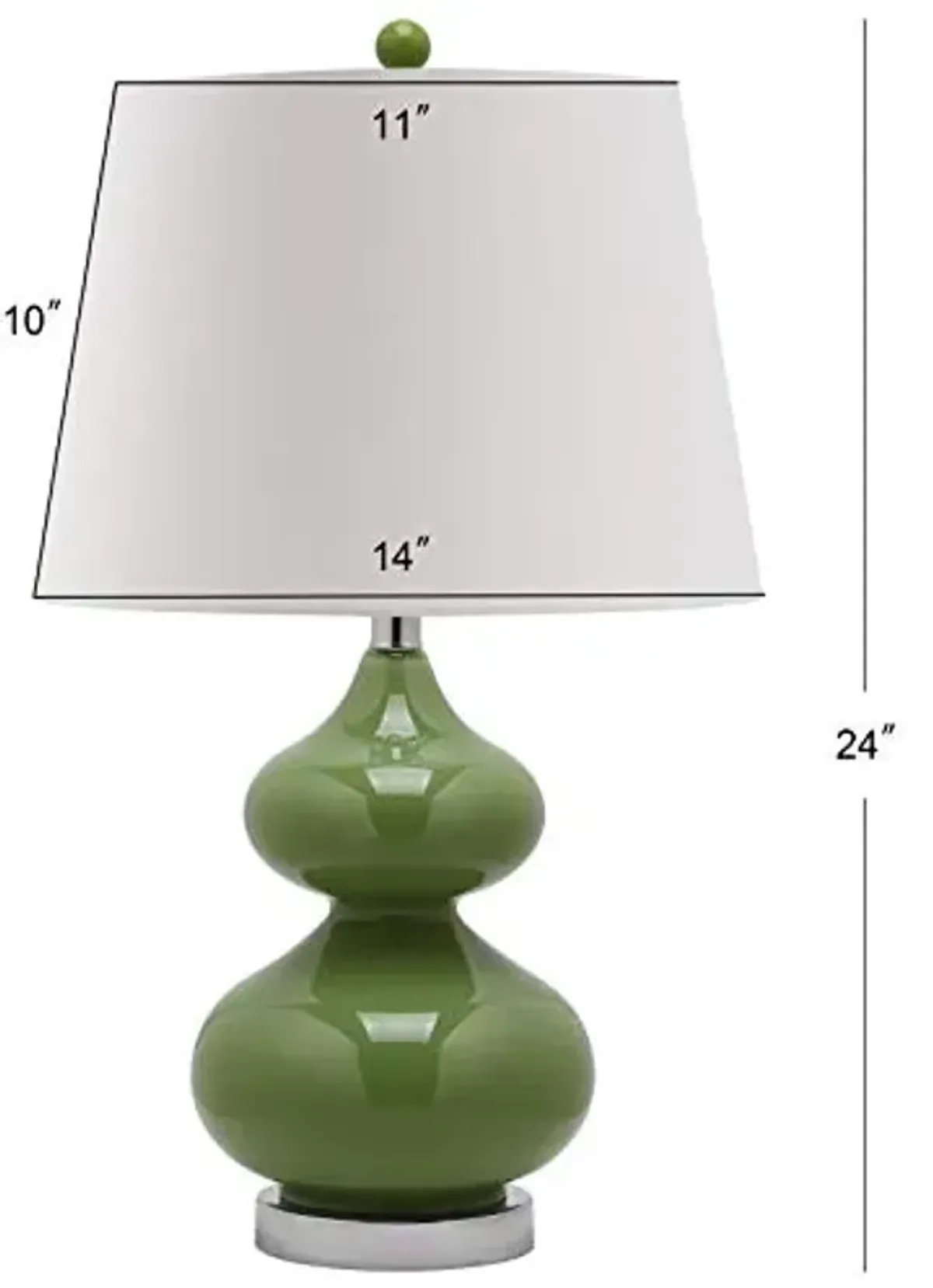 SAFAVIEH Lighting Collection Eva Modern Contemporary Fern Green Double Gourd Glass 24-inch Bedroom Living Room Home Office Desk Nightstand Table Lamp Set of 2 (LED Bulbs Included)