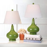SAFAVIEH Lighting Collection Amy Modern Contemporary Fern Green Gourd Glass 24-inch Bedroom Living Room Home Office Desk Nightstand Table Lamp Set of 2 (LED Bulbs Included)