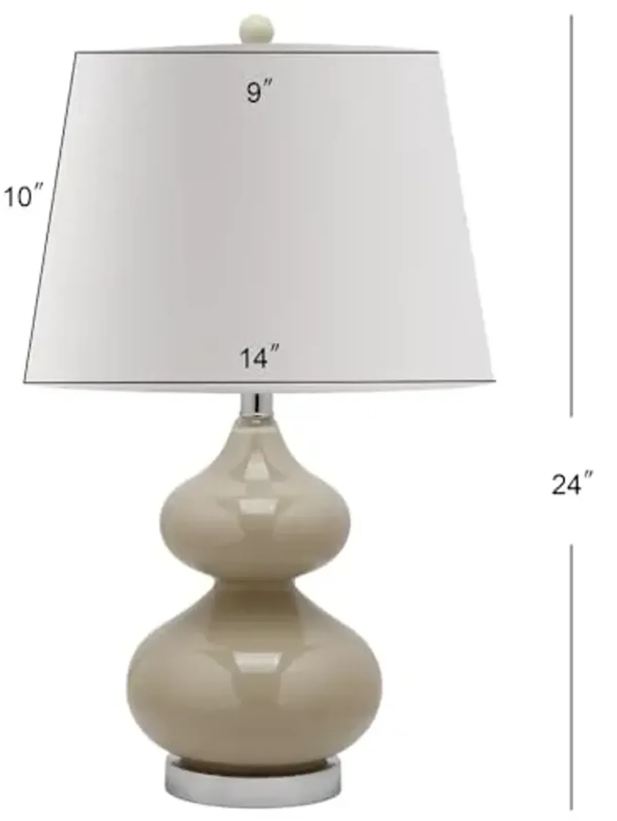 SAFAVIEH Lighting Collection Eva Modern Contemporary Taupe Double Gourd Glass 24-inch Bedroom Living Room Home Office Desk Nightstand Table Lamp Set of 2 (LED Bulbs Included)
