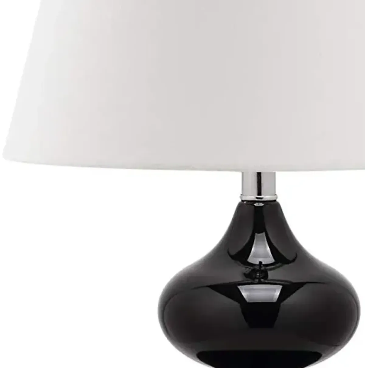 SAFAVIEH Lighting Collection Eva Modern Contemporary Black Double Gourd Glass 24-inch Bedroom Living Room Home Office Desk Nightstand Table Lamp Set of 2 (LED Bulbs Included)