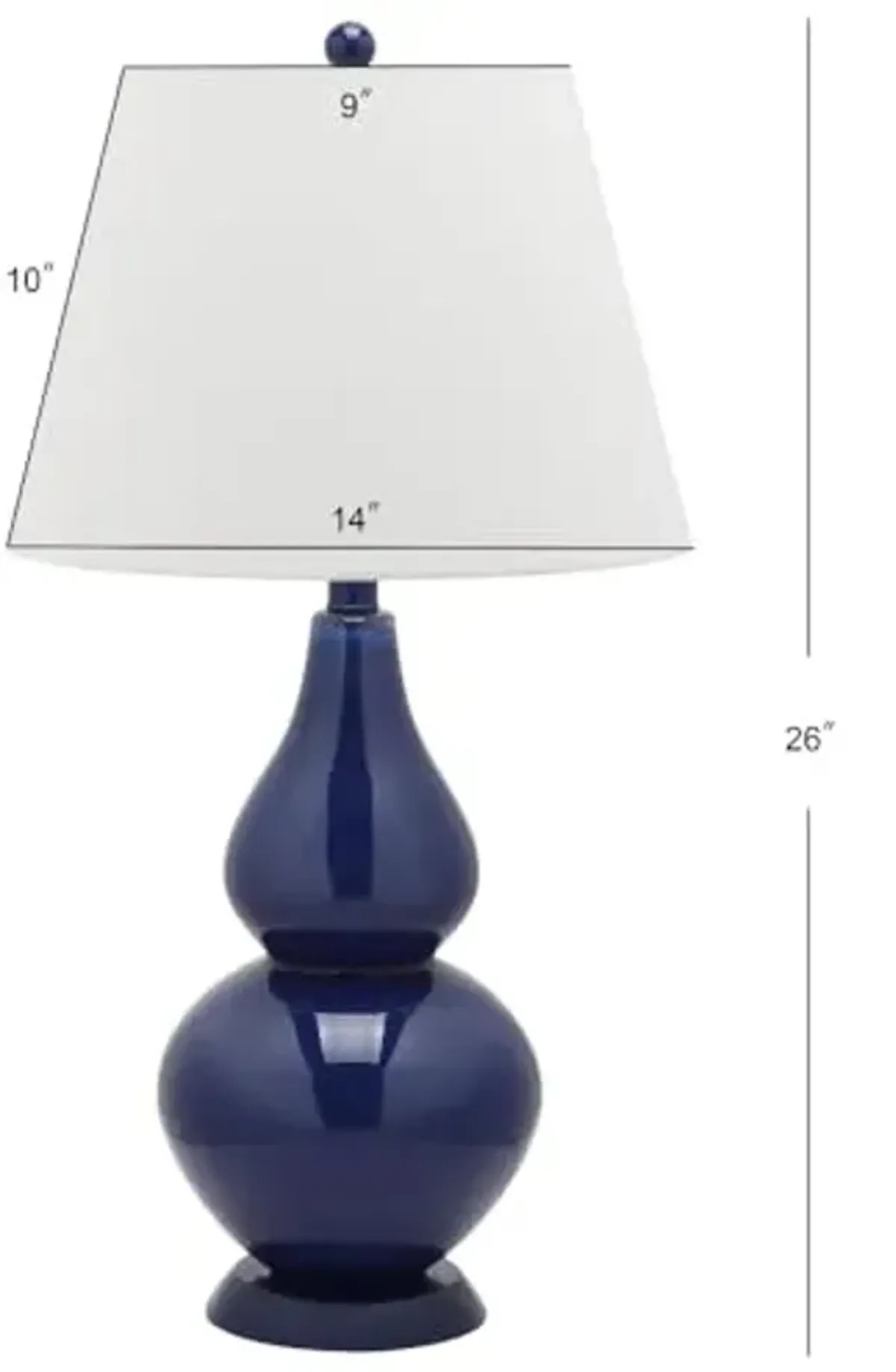 SAFAVIEH Lighting Collection Cybil Modern Contemporary Navy Double Gourd Glass 27-inch Bedroom Living Room Home Office Desk Nightstand Table Lamp Set of 2 (LED Bulbs Included)