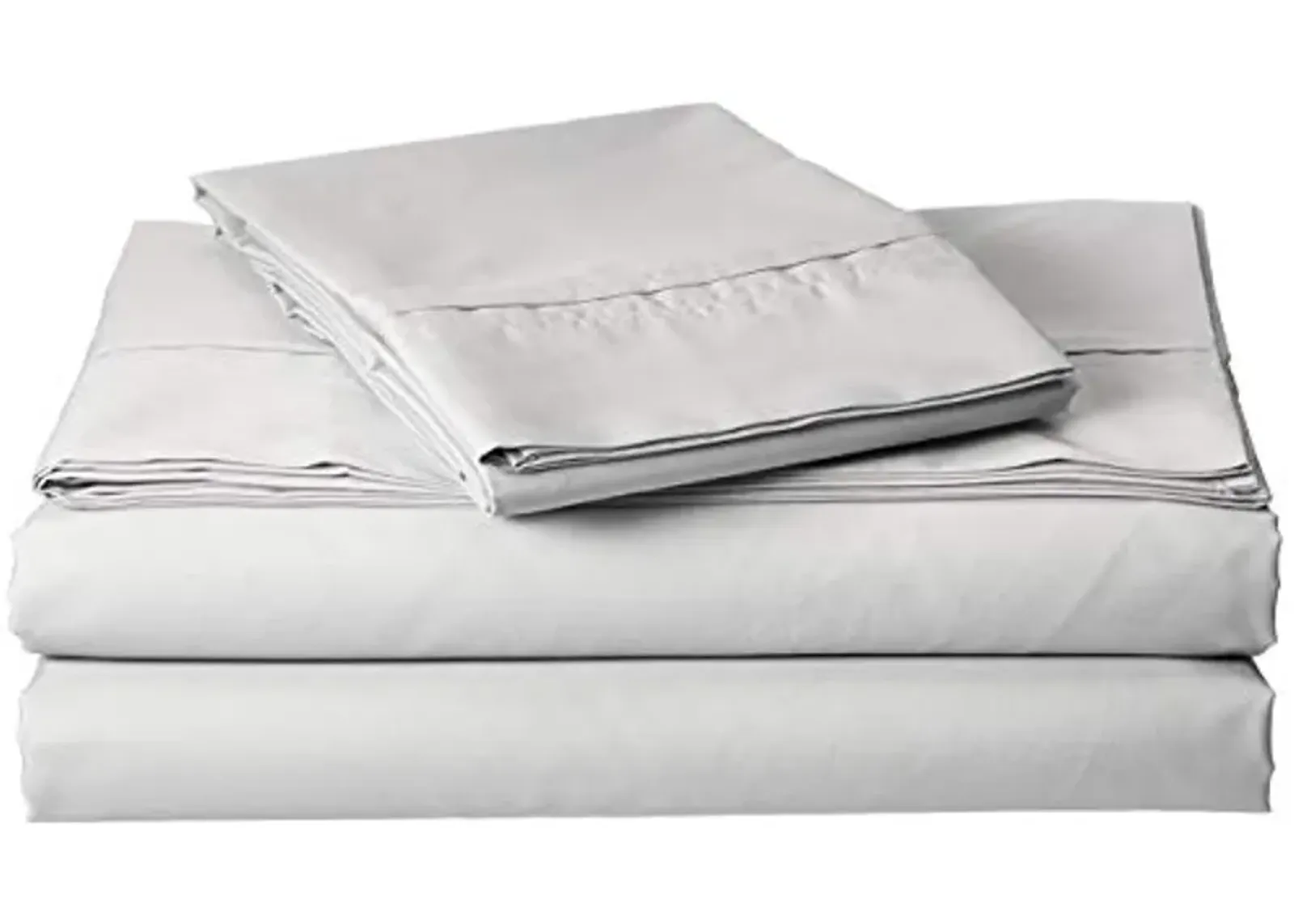 Tribeca Living, Crisp and Smooth Egyptian Cotton Percale Solid Sheets and Pillowcase Set, Extra Deep Pocket, 350 Thread Count, 4-Piece Luxury Bedding, Queen, Silver