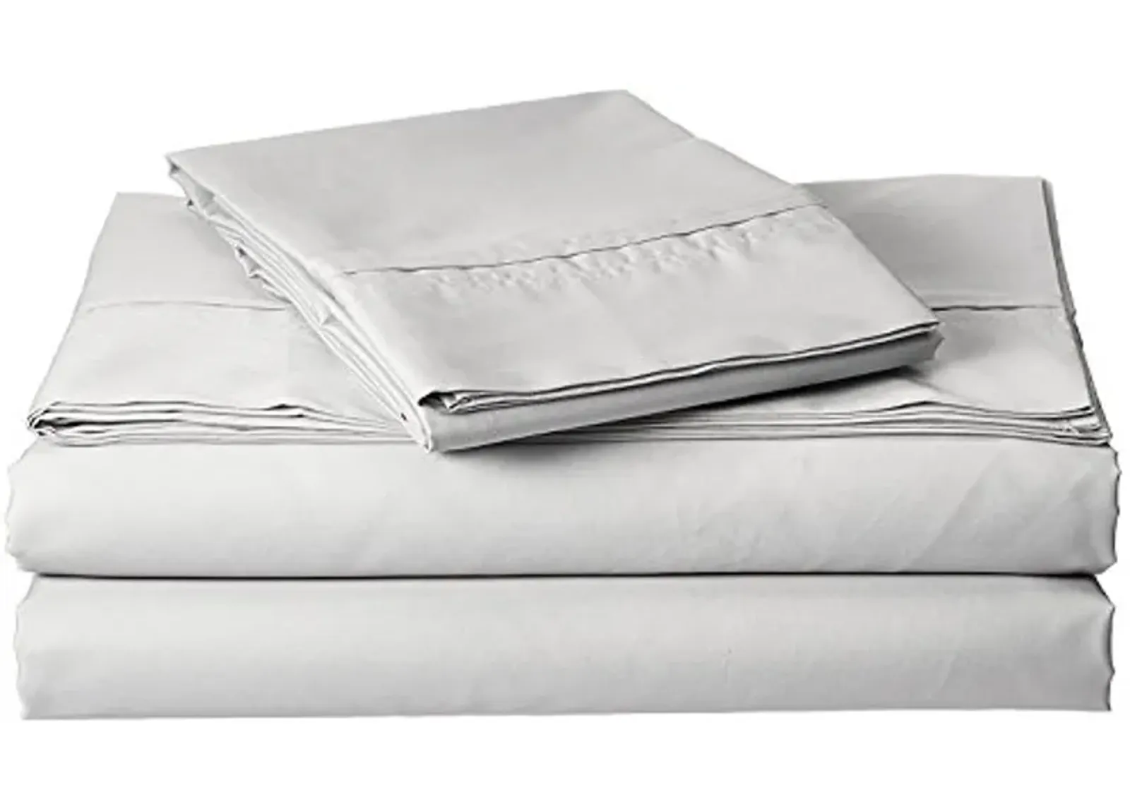 Tribeca Living, Crisp and Smooth Egyptian Cotton Percale Solid Sheets and Pillowcase Set, Extra Deep Pocket, 350 Thread Count, 4-Piece Luxury Bedding, Full, Silver