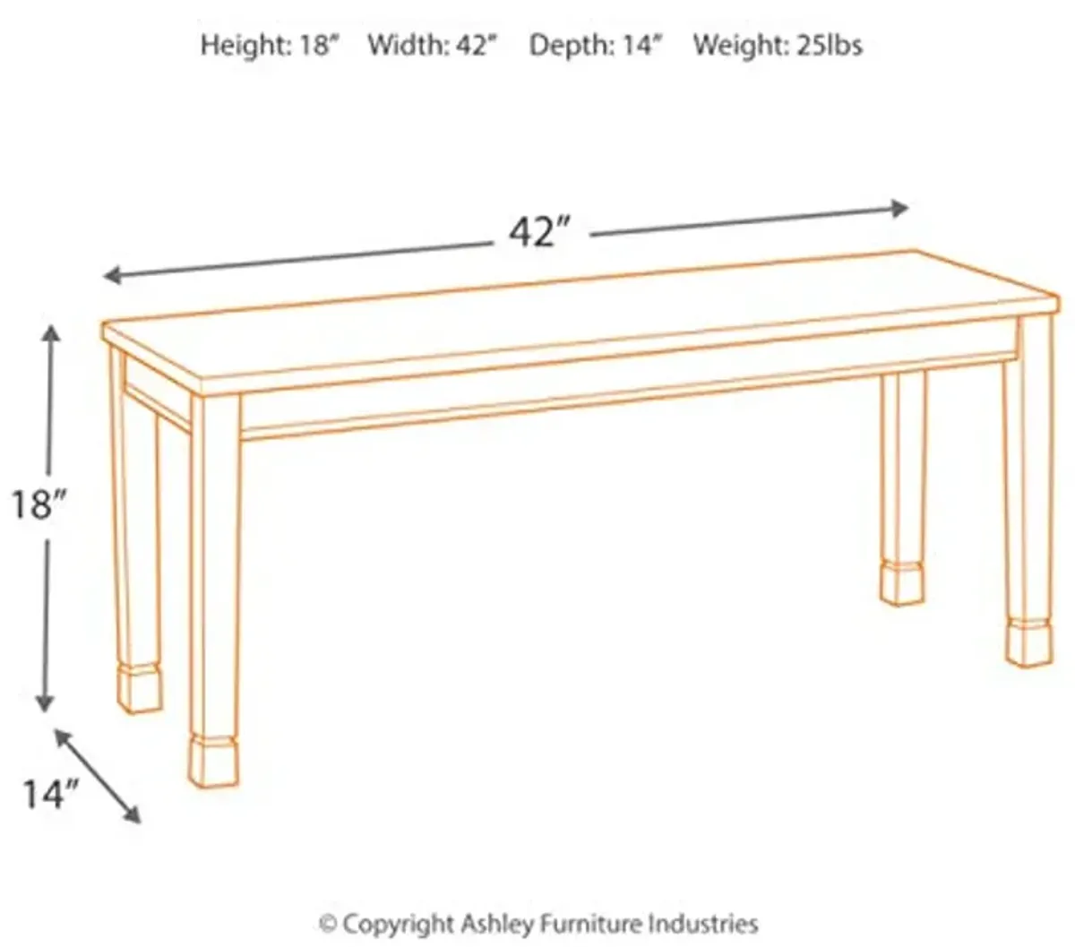 Signature Design by Ashley Whitesburg Cottage Rectangular Dining Bench, Brown & Antique White