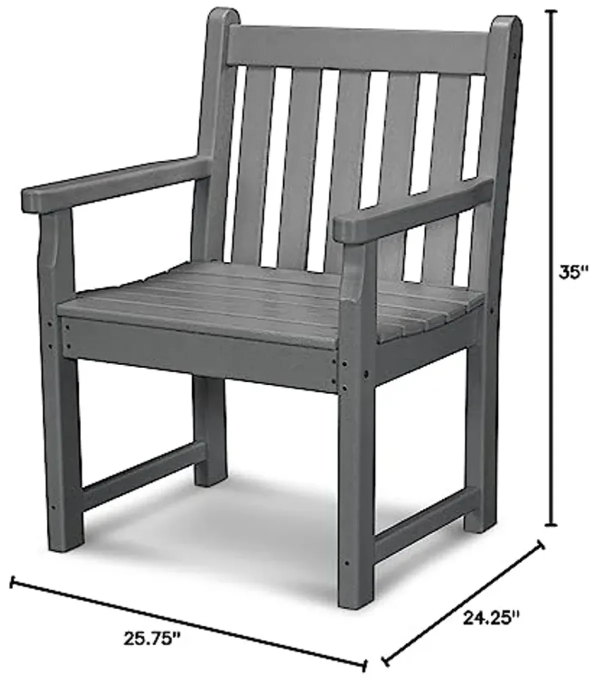 POLYWOOD® Traditional Garden Garden Chair, Slate Grey