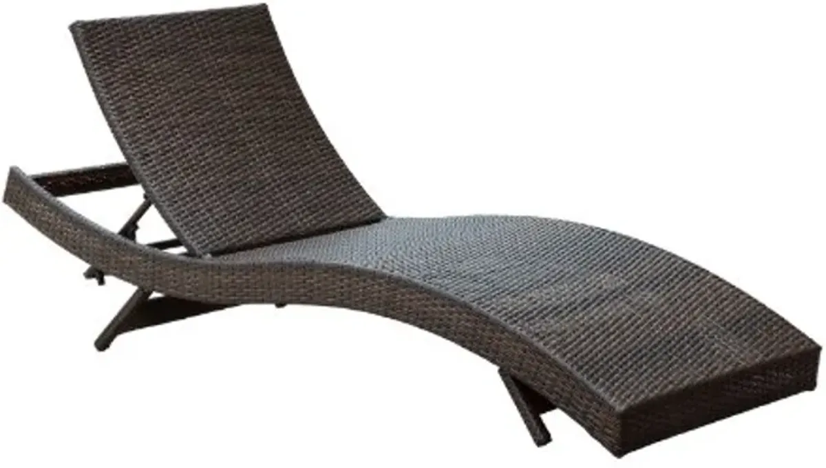 Modway Peer Outdoor Wicker Chaise Lounge Chair with Brown Rattan and White Cushions