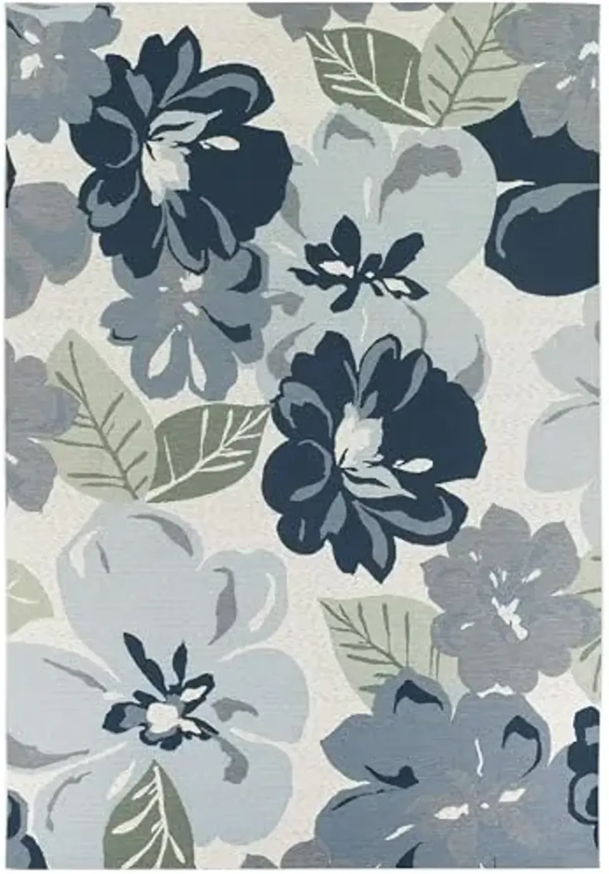 Couristan Dolce Indoor Outdoor Rug - Novella 5'3" x 7'6" Rectangle in Grey, Floral Design, Low Pile, Hose Washable Home Decor for Patio, Deck, and Porch