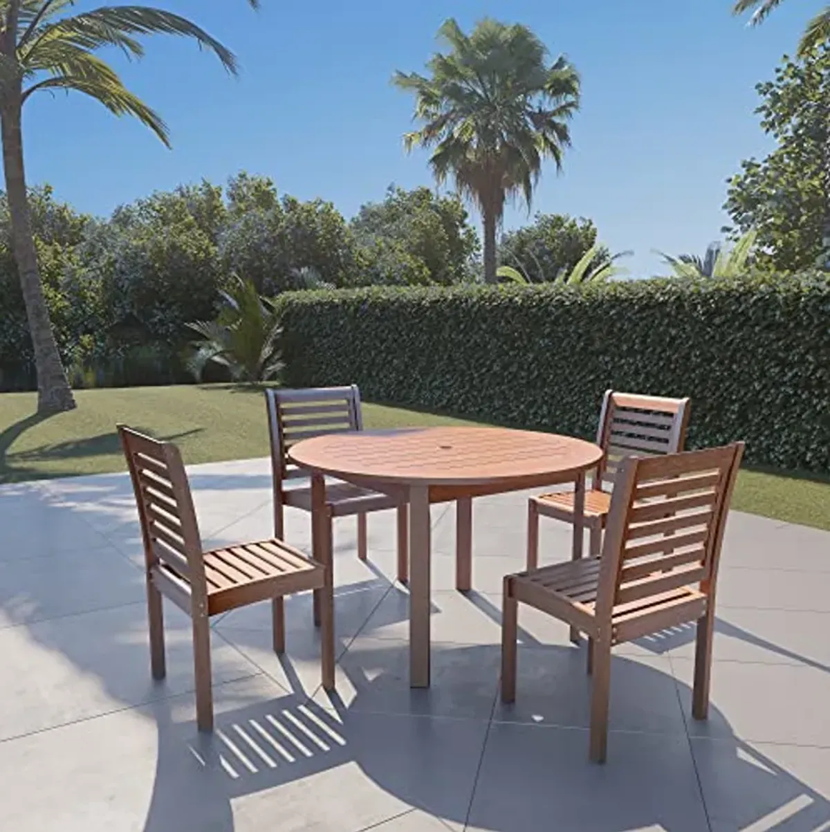 Amazonia 5-Piece Eucalyptus Armless Round Dining Set