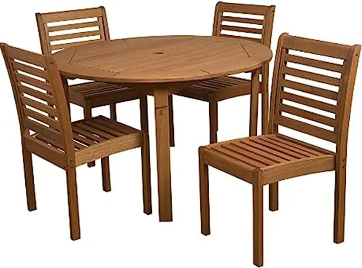 Amazonia 5-Piece Eucalyptus Armless Round Dining Set