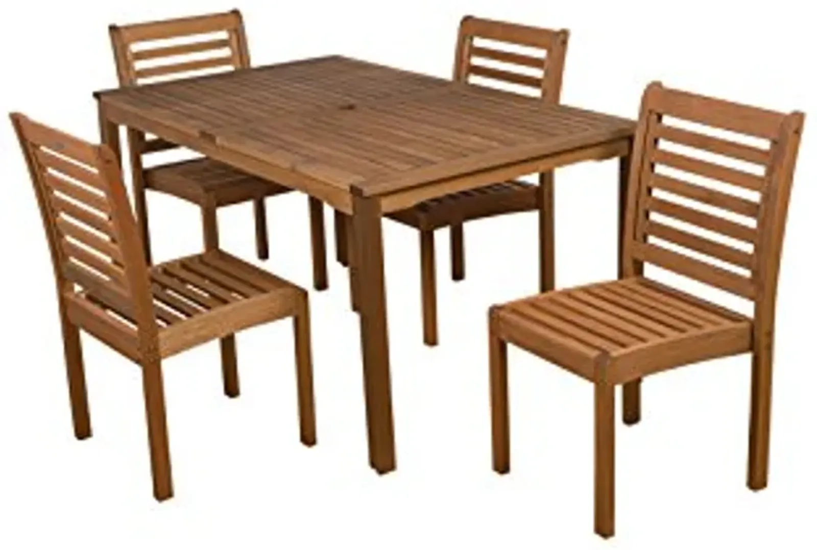 Amazonia Derby 5-Piece Patio Armless Rectangular Dining Set | Eucalyptus Wood | Ideal for Outdoors and Indoors