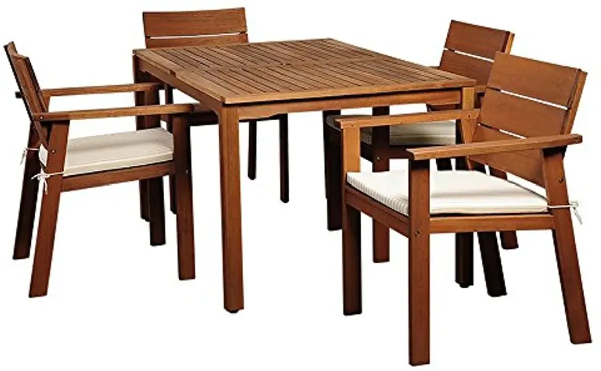 Amazonia 5-Piece Nelson Eucalyptus Rectangular Dining Set, Wood Color: