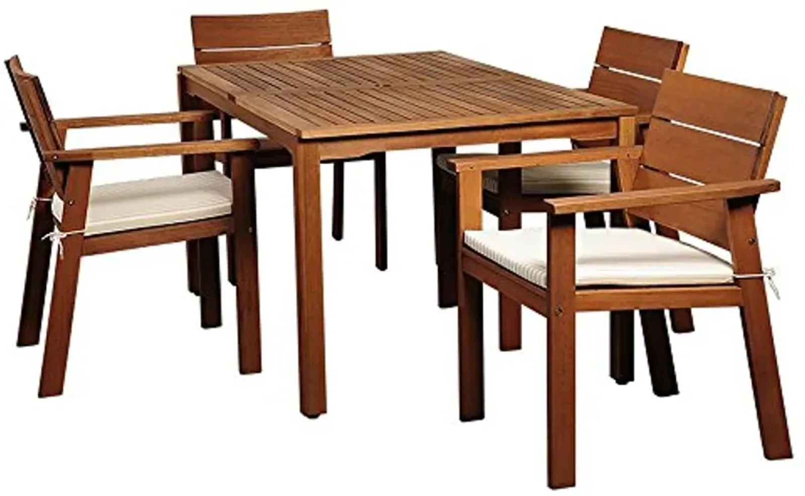 Amazonia 5-Piece Nelson Eucalyptus Rectangular Dining Set, Wood Color: