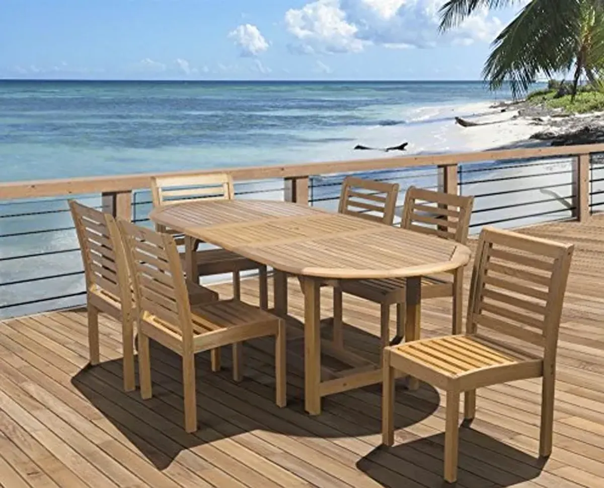 Amazonia 7-Piece Eucalyptus Armless Oval Extendable Dining Set