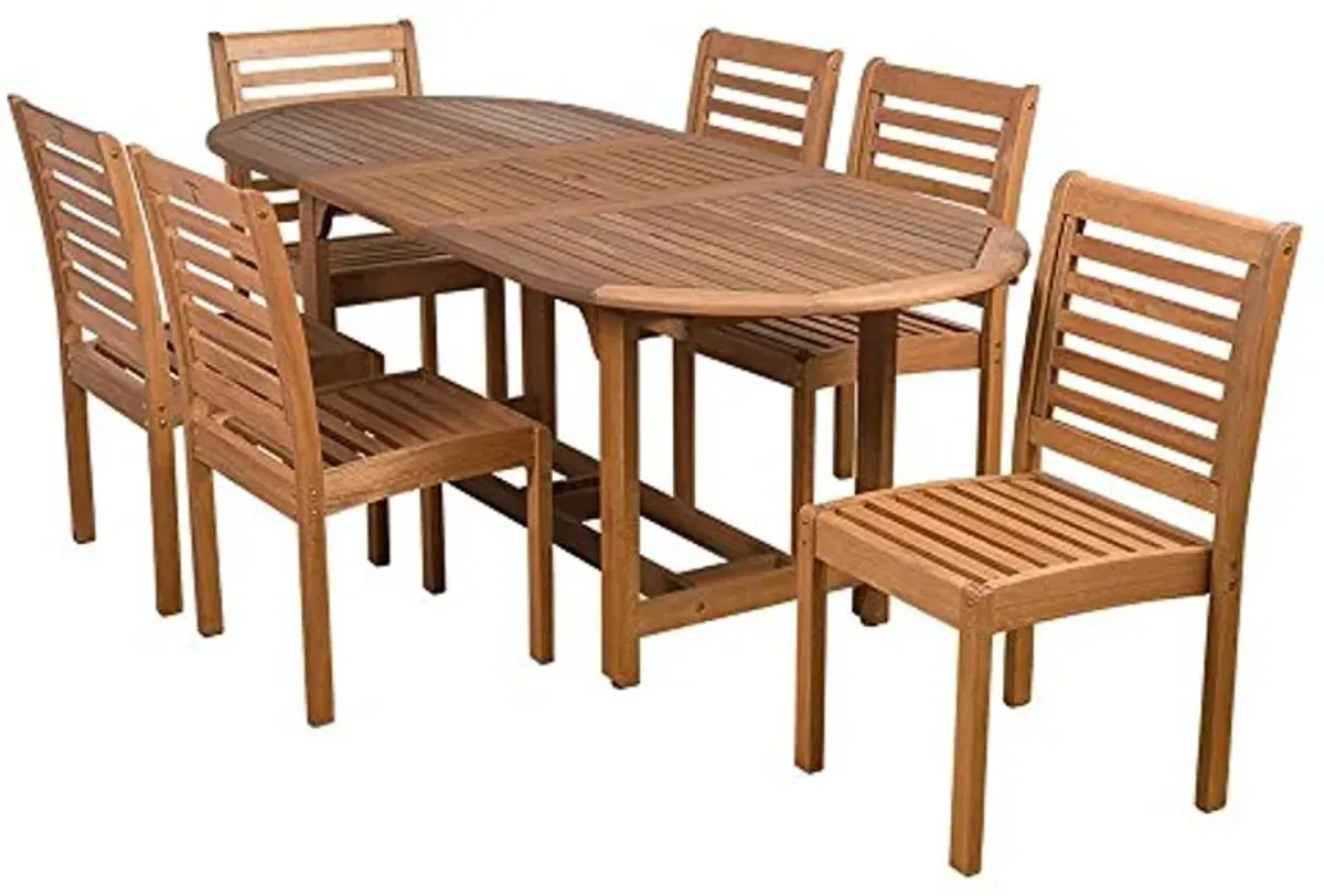 Amazonia 7-Piece Eucalyptus Armless Oval Extendable Dining Set