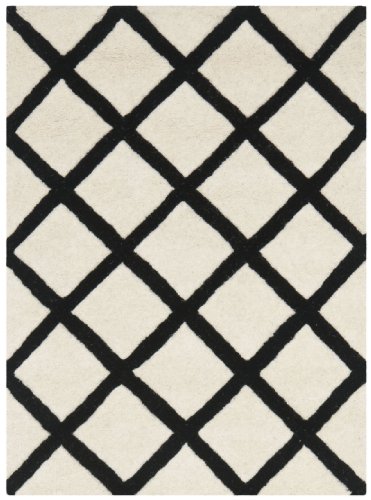 SAFAVIEH Chatham Collection 2' x 3' Ivory / Black CHT718A Handmade Trellis Premium Wool Accent Rug