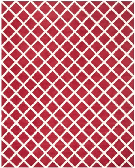 SAFAVIEH Chatham Collection 8' x 10' Red / Ivory CHT718G Handmade Trellis Premium Wool Area Rug