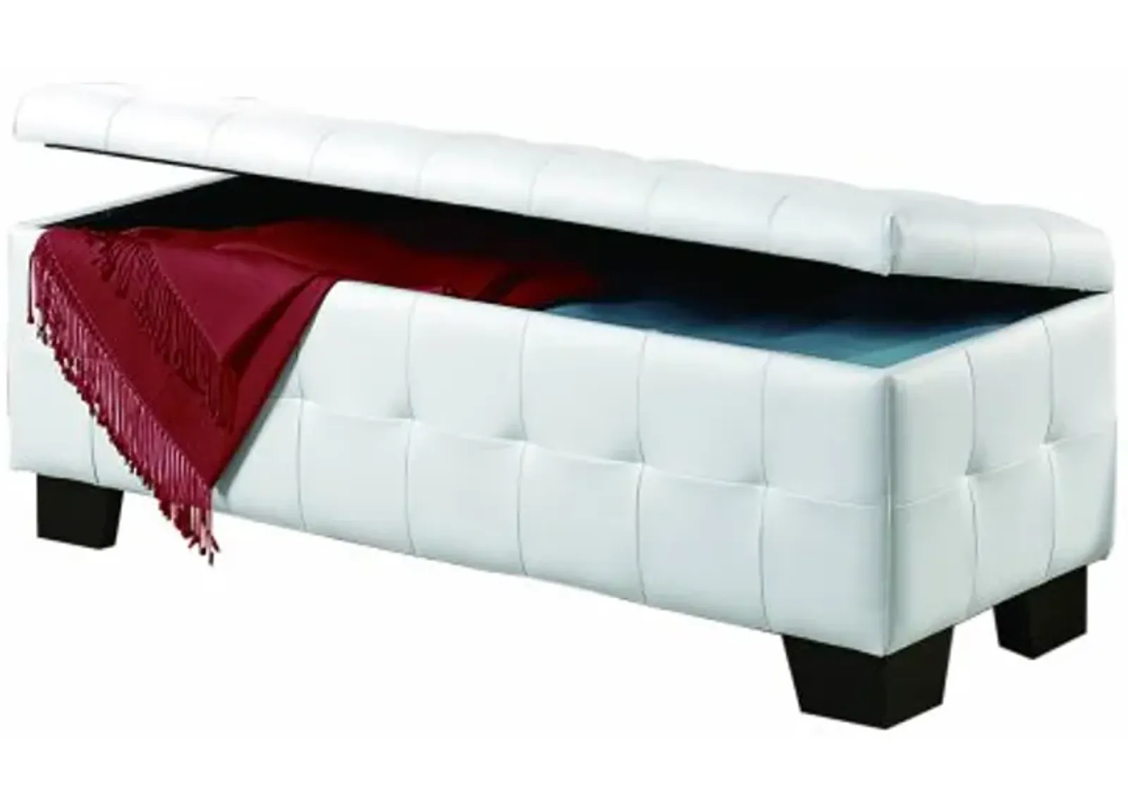 Homelegance Lift-Top Storage Ottoman/Bench, White Bi-Cast Vinyl