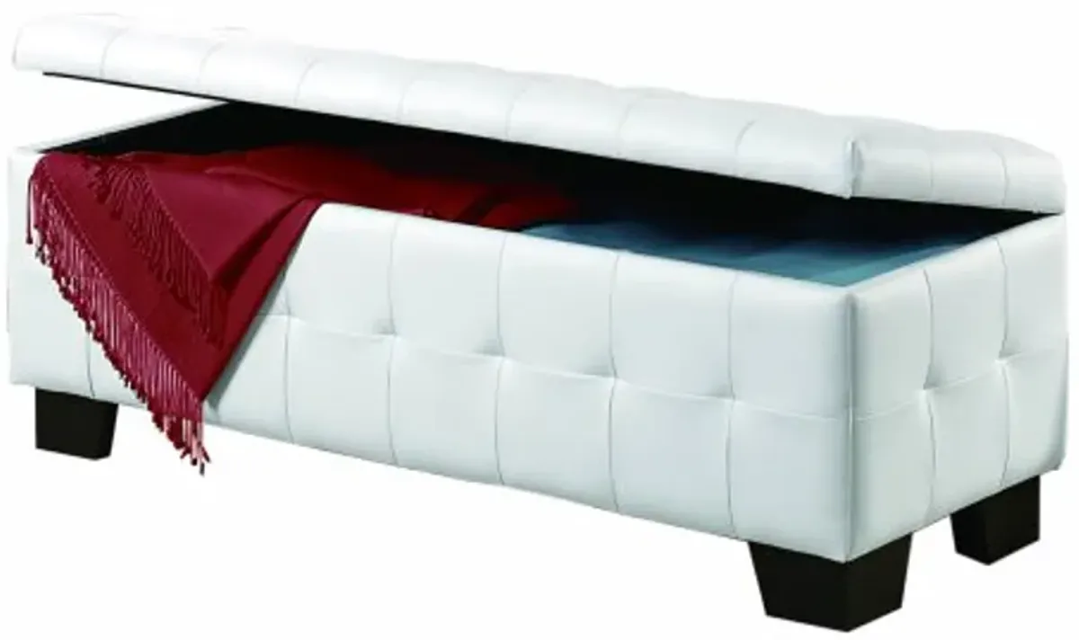 Homelegance Lift-Top Storage Ottoman/Bench, White Bi-Cast Vinyl