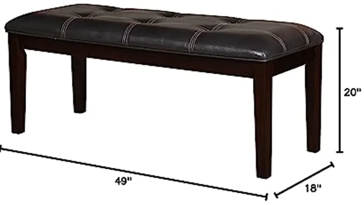 Homelegance Dining Bench, 49-Inch, Western, Dark Brown, Espresso Finish