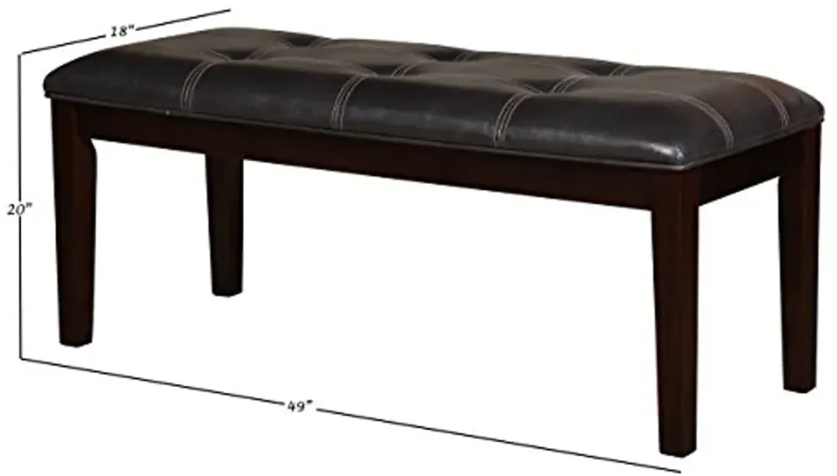 Homelegance Dining Bench, 49-Inch, Western, Dark Brown, Espresso Finish