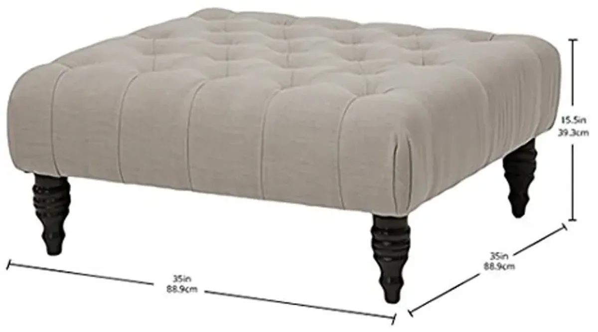 Baxton Studio Keswick Linen Modern Tufted Ottoman, Beige