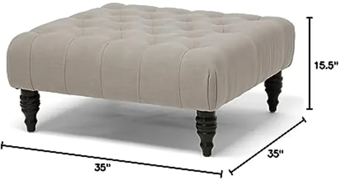 Baxton Studio Keswick Linen Modern Tufted Ottoman, Beige