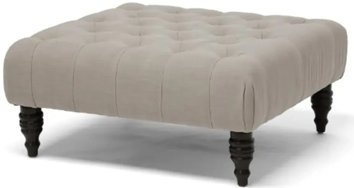 Baxton Studio Keswick Linen Modern Tufted Ottoman, Beige