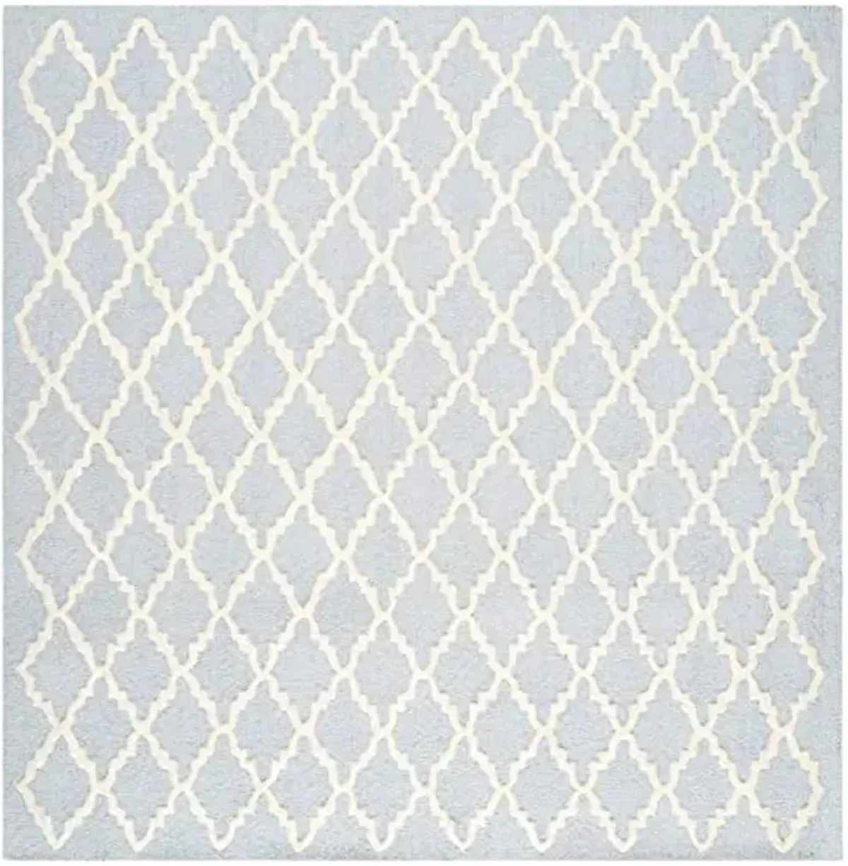 SAFAVIEH Cambridge Collection Area Rug - 6' Square, Light Blue & Ivory, Handmade Moroccan Trellis Wool, Ideal for High Traffic Areas in Living Room, Bedroom (CAM137A)