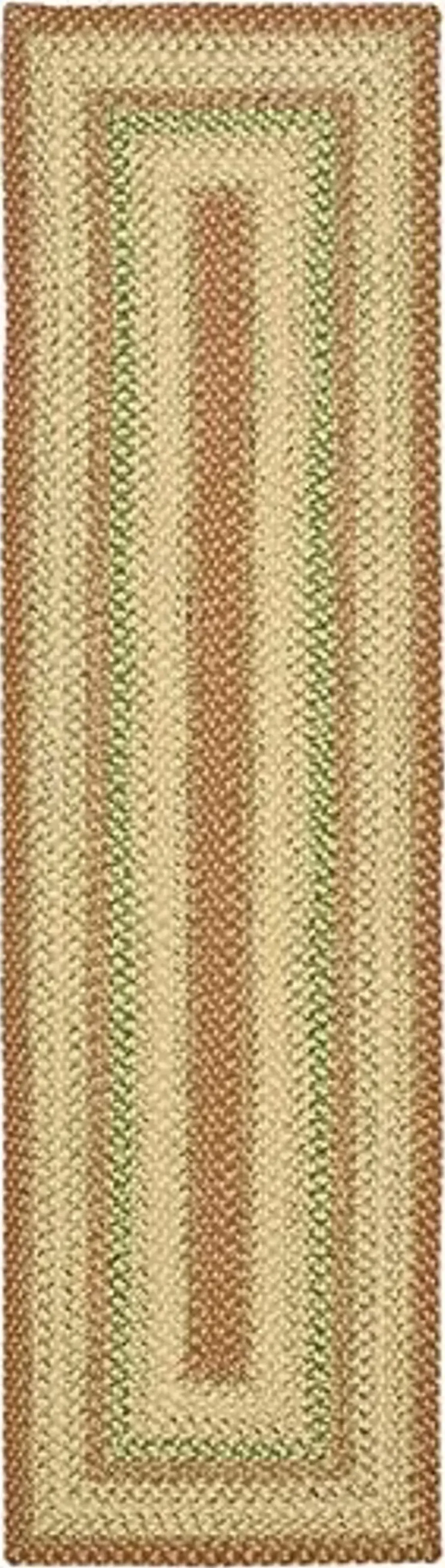 SAFAVIEH Washable Rug Outdoor Braided Collection - 2'3" x 6' Runner, Rust & Multi, Weather Resistant & Easy to Clean, Ideal for Entryway, Patio, Kitchen, Mudroom (BRD303A)
