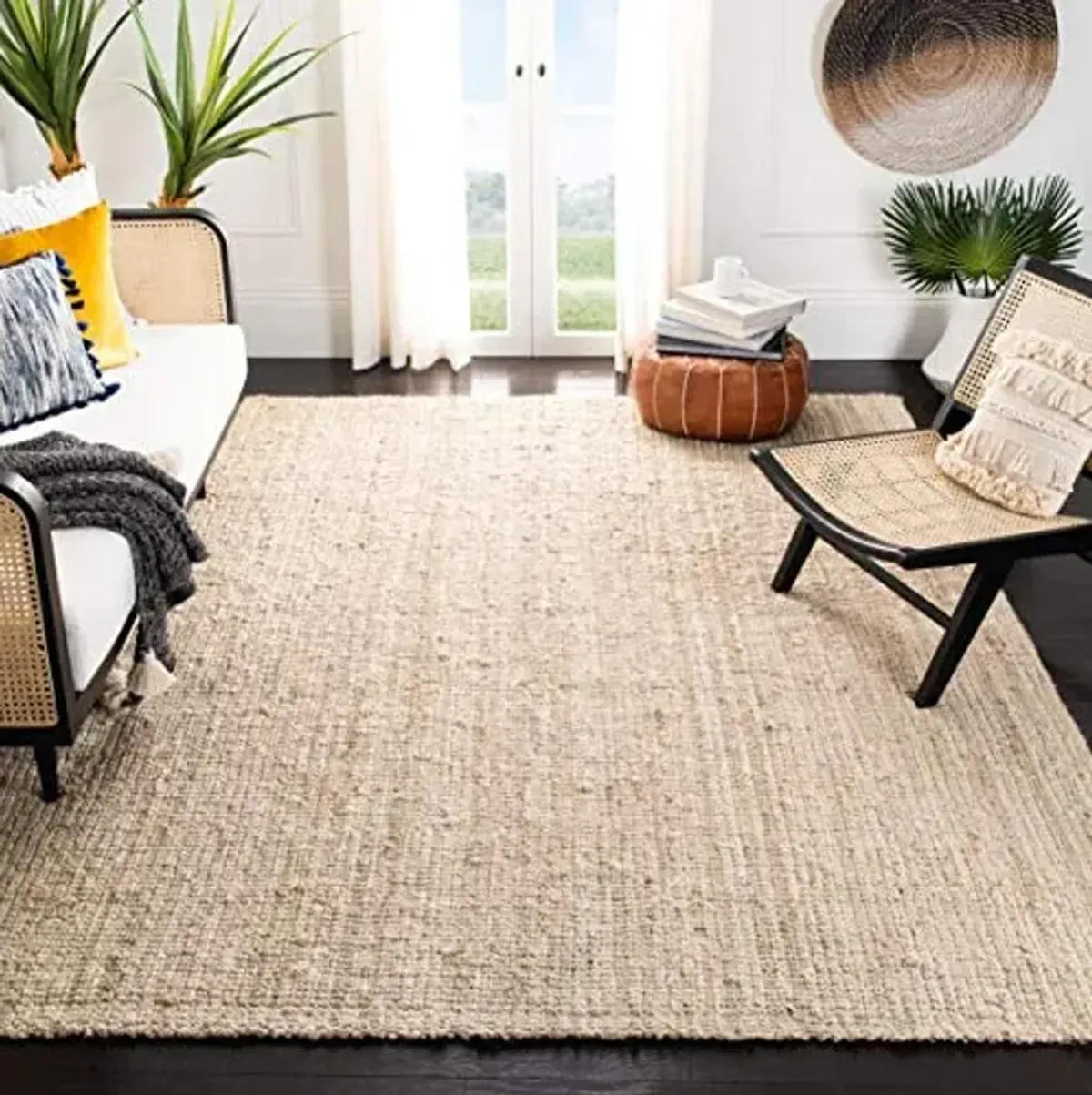 SAFAVIEH Natural Fiber Collection Area Rug - 8' x 10', Ivory, Handmade Farmhouse Jute, Ideal for High Traffic Areas in Living Room, Bedroom (NF730A)