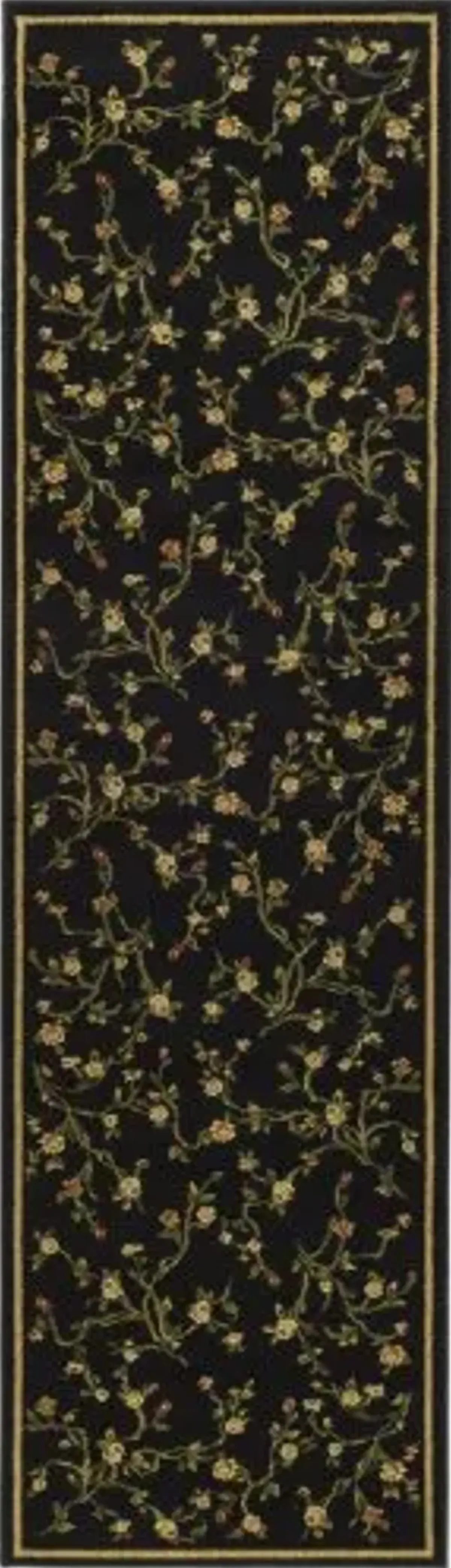 SAFAVIEH Lyndhurst Collection Runner Rug - 2'3" x 20', Black, Traditional Floral Design, Non-Shedding & Easy Care, Ideal for High Traffic Areas in Living Room, Bedroom (LNH220A)