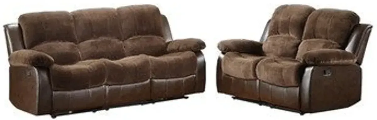 Homelegance Cranley 2 Piece Double Reclining Living Room Set in Brown